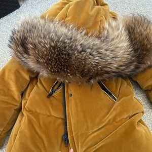 Lafuria Velvet Oversized Parka Coat with Sable Color Fox Fur